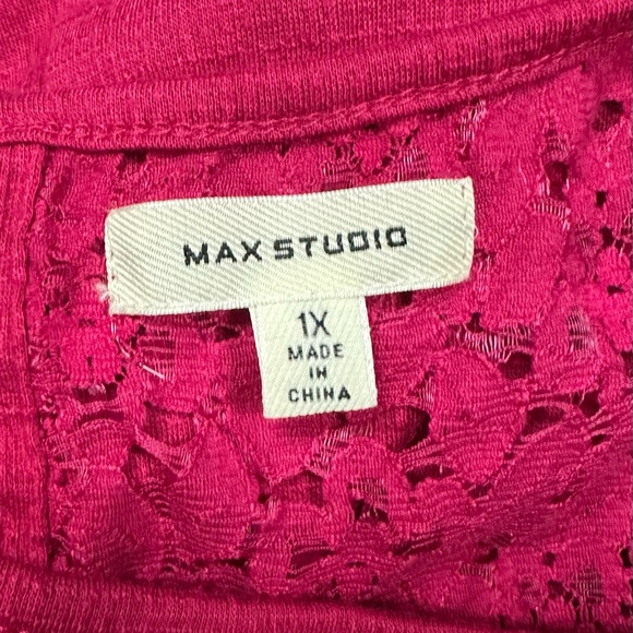 🩵 6/$15 Max Studio Sleeveless Lace Blouse - Red Size 1X - Picture 4 of 4